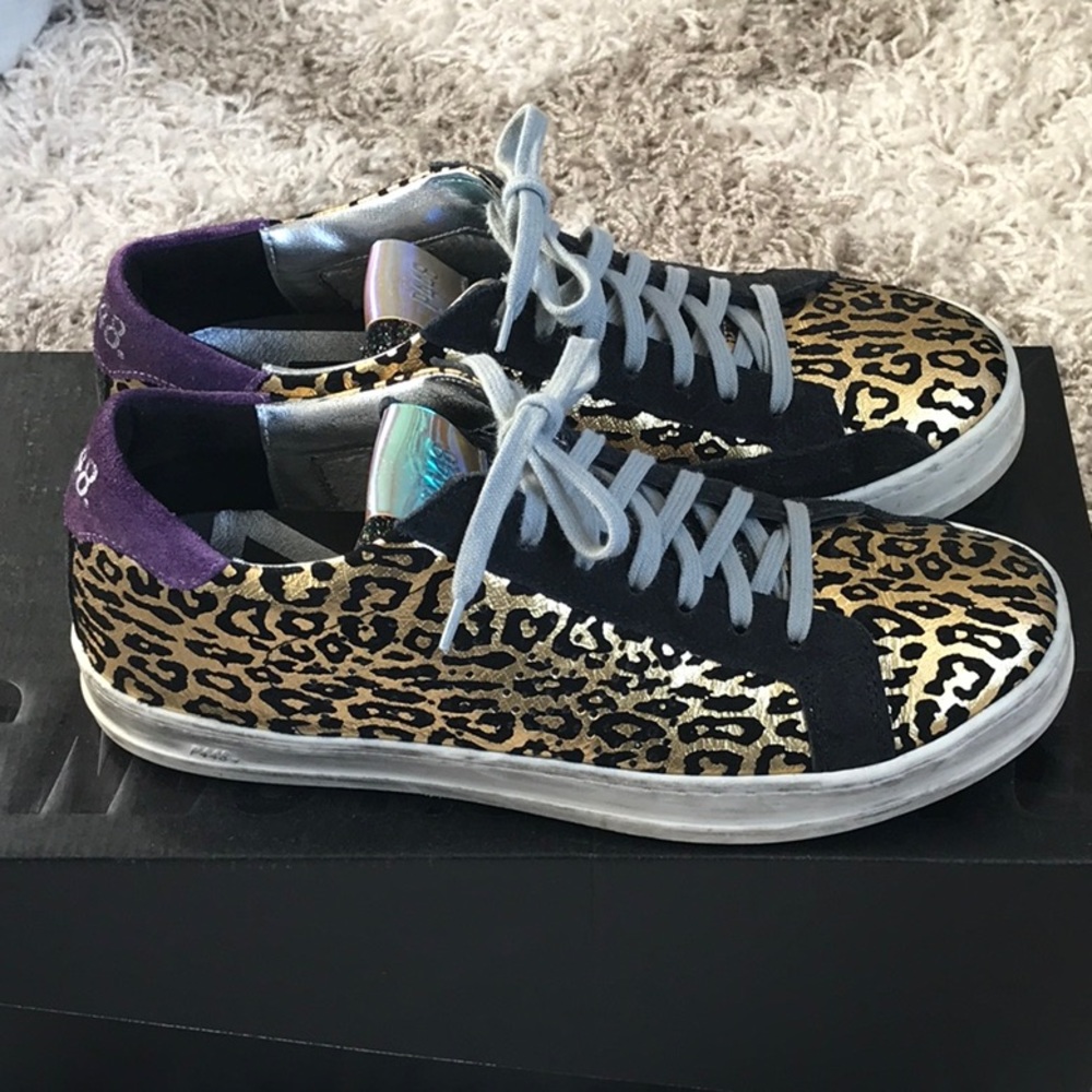 P448 Gold Leopard Sneakers